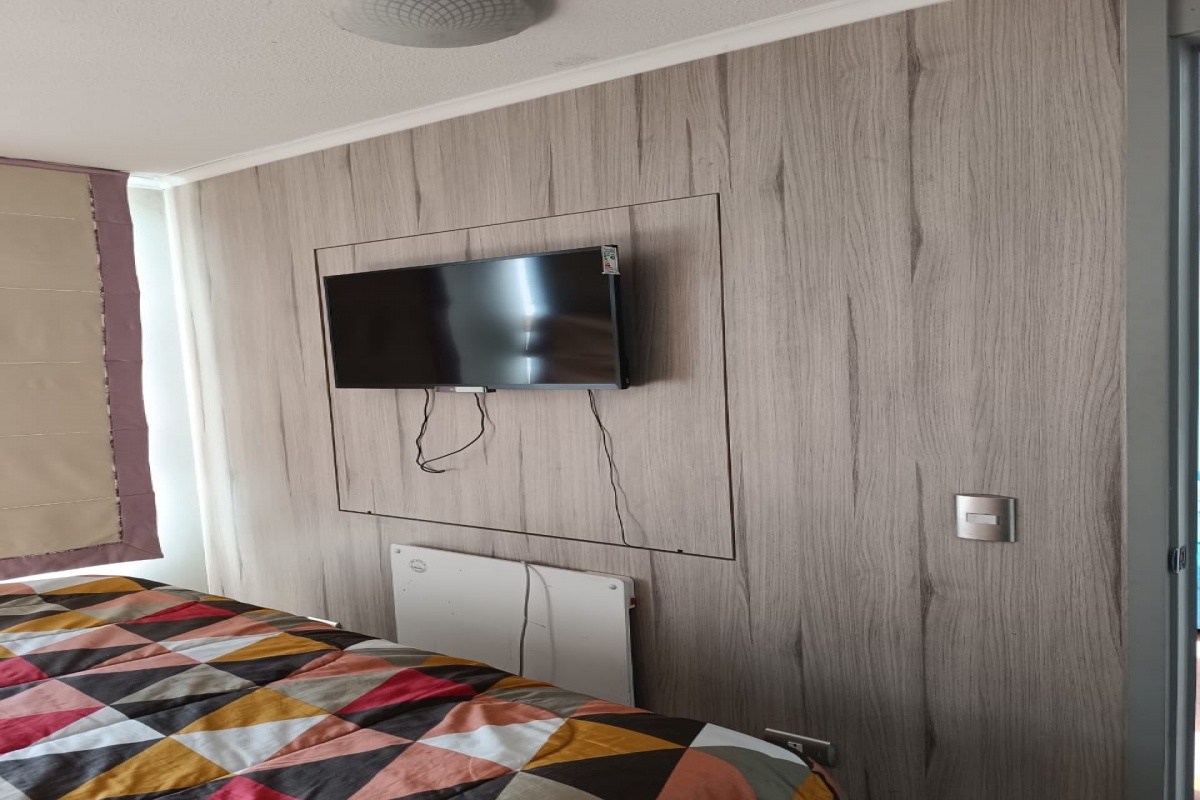 También se puede ver desde el dormitorio, gracias al muro móvil
